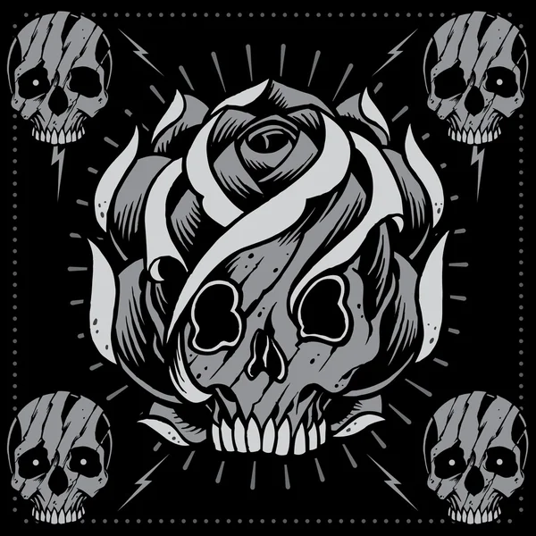 Crânes et forme de rose de crâne — Image vectorielle