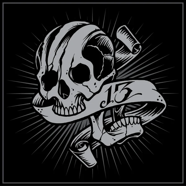 Totenkopf und Schleife — Stockvektor