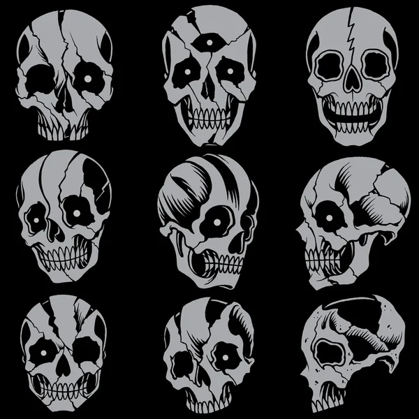 Skulls Old School Set 01 — стоковый вектор