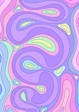 Dalgalı çizgileri olan soyut pastel arkaplan. Klasik, çizgi film. Yazdır.