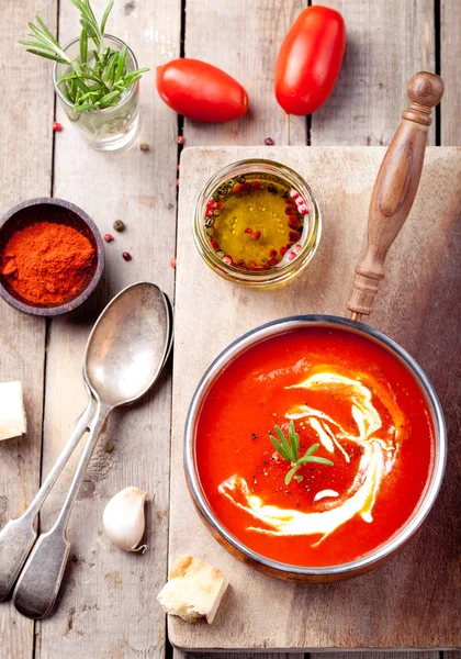 Tomato, red pepper soup, — Stock Image Tomato, red pepper soup, Stock Picture