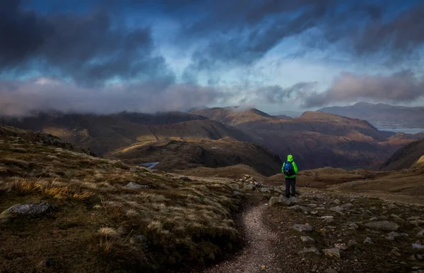 Vista Scafell Pike Vetta Più Alta Inghilterra 209Ft Guardando Attraverso — Foto Stock