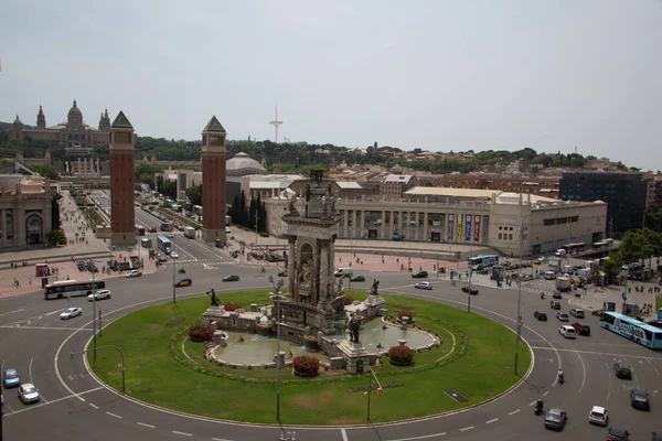 Gyönyörű Kilátás Arénák Barcelona Régi Bullring Montjuic Felé Nemzeti Múzeum — Stock Fotó