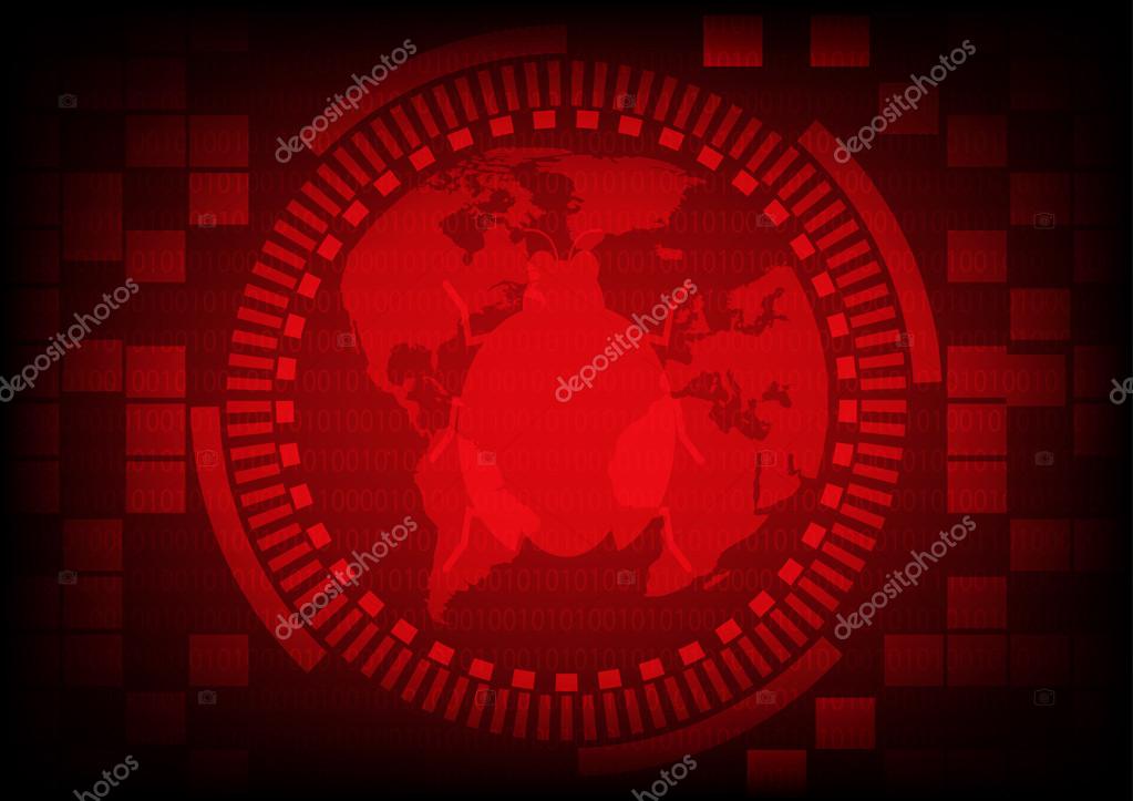Red Gear Ring With Malware Bug A Computer Virus On World Map Vector Image By C Nicescene Vector Stock