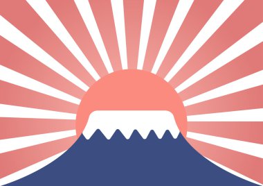 Summer Landscape of mountain with snow like mt-fuji and sun rays clipart