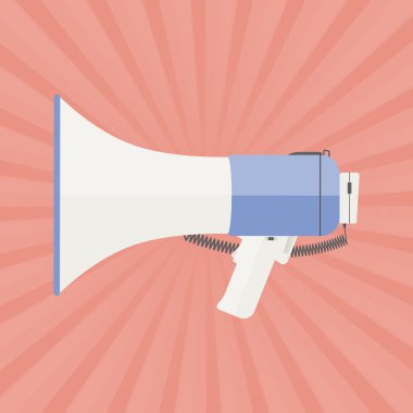 Sun ray arka plan üzerinde megafon. 