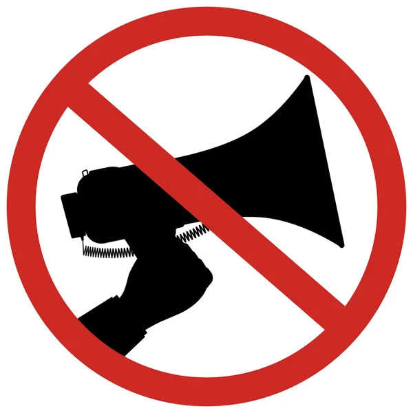 Interdiction d'utiliser le signe du mégaphone sans sons forts à l'aide d'un bullhorn ou d'un mégaphone . — Image vectorielle