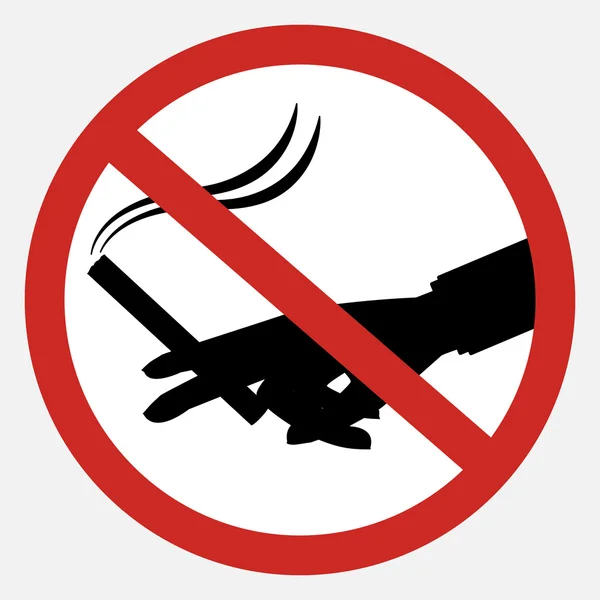 Main noire avec cigarette en signe non fumeur sur fond blanc — Image vectorielle
