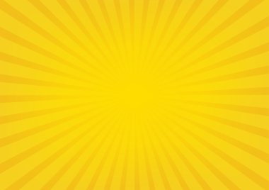 Güneş ışınları vektör, kuvvetli güneş ışığı sarı renk arka plan üzerinde. 