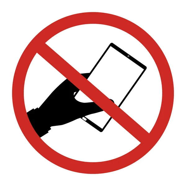 Geen smartphone wil gebruiken beperken teken geïsoleerd op witte achtergrond. — Stockvector
