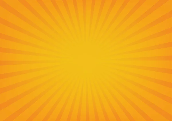 Vector de rayos solares, explosión de sol sobre fondo de color naranja . — Vector de stock