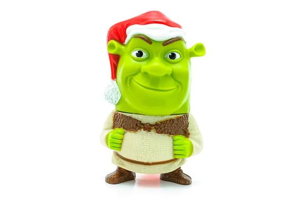 Shrek usar um Papai Noel — Fotografia de Stock