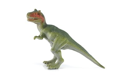 Tyrannosaurus rex dinozor plastik şekil oyuncak model beyaz arka plan üzerinde