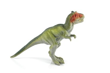 Tyrannosaurus rex dinozor plastik şekil oyuncak model beyaz arka plan üzerinde