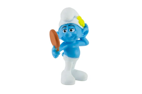 Vanity smurf and a mirror in hand — Stock Photo, Image