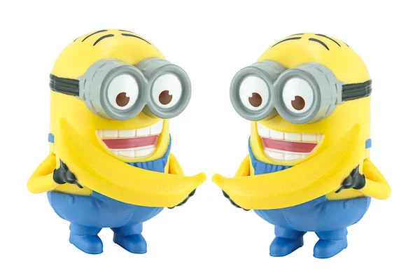 Due Minion con personaggio giocattolo di banana da Cattivissimo Me 2 film . — Foto Stock