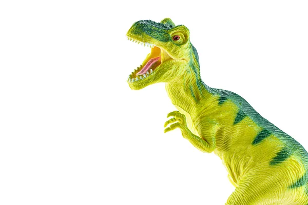 Tyrannosaurus rex jucărie din plastic izolat pe fundal alb . — Fotografie, imagine de stoc