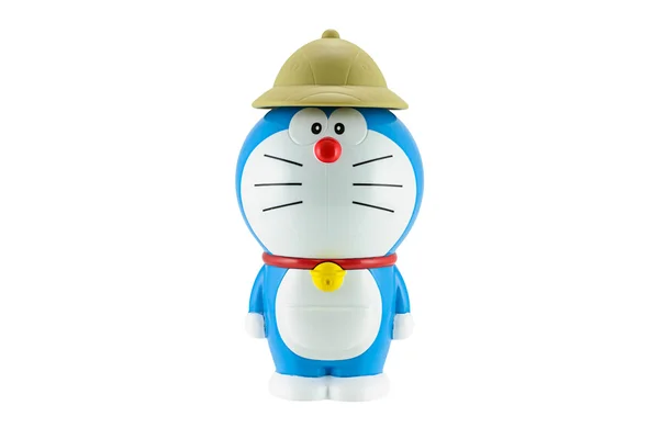 Doraemon en blå robot katt med brun hatt en huvudperson i d — Stockfoto