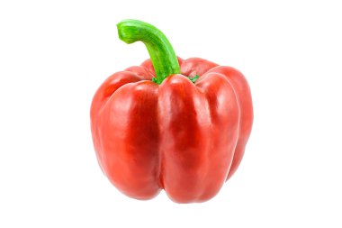 Beyaz arka plan üzerinde izole taze kırmızı tatlı biber.