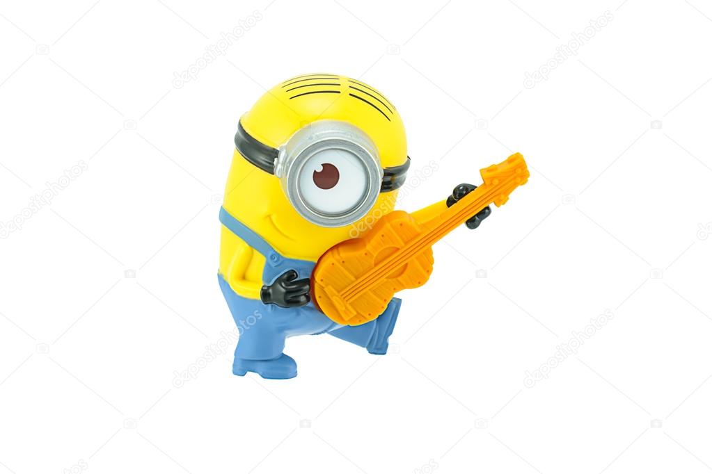 Minions playing a guitar toy character