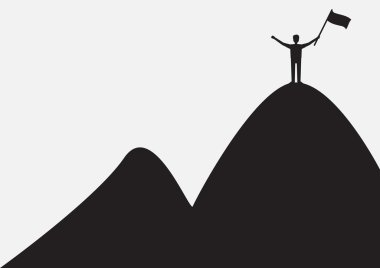 Adam ile Dağı'nda bayrak el iş kavramı başarısı.