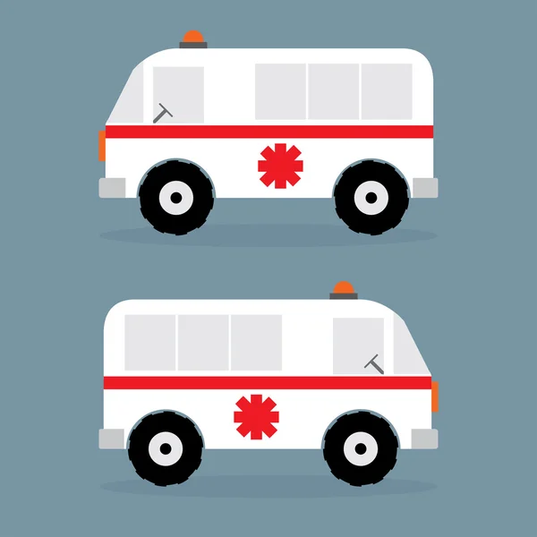 Ambulancia coche diseño plano. Ilustración vectorial , — Vector de stock