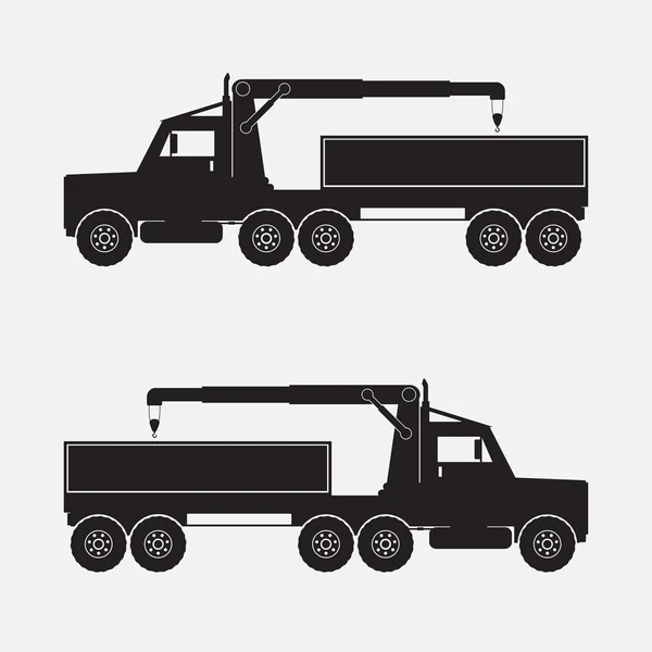 Dump kraanwagen in zwarte kleur. Vectorillustratie — Stockvector