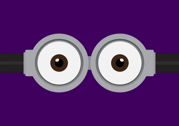 Vector illustration of goggle with two eye on purple color — Stock Vector