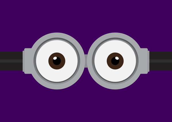 Векторная иллюстрация очков с двумя глазами на фиолетовый цвет
