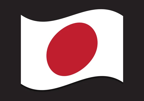 Japanse vlag met schaduwen op zwarte achtergrond — Stockvector