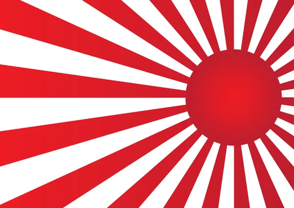 Rode zon met ray op witte achtergrond japan vlag stijl. — Stockvector