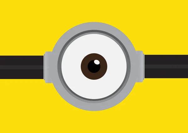 Vector illustration of goggle with one eye on yellow color background — Stock Vector