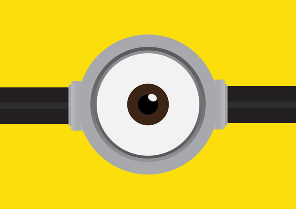 Векторная иллюстрация очков с одним глазом на жёлтом фоне

