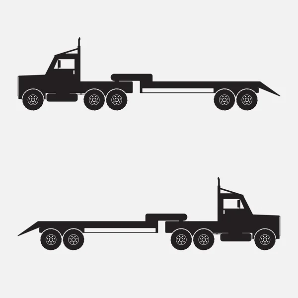 Aanhangwagen vrachtwagen zwarte kleur. Vectorillustratie. — Stockvector