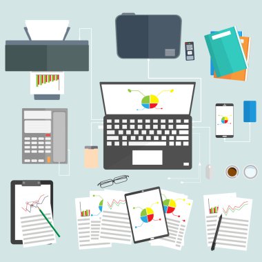 Üstten Görünüm alanı ev ofis çalışma tablo. Çalışma alanı comp ile