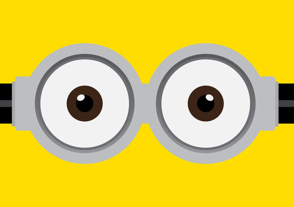 Векторная иллюстрация очков с двумя глазами на желтом цвете спинки
