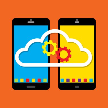 Cep telefonu birlikte bulut ile çapraz platform üzerinde çalışmalıyız. Vektör 