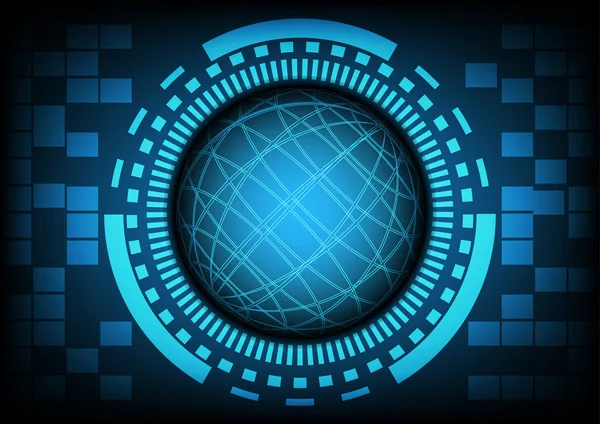 Círculo azul do globo com anel e engrenagens em fundo de tecnologia. Ilustração vetorial . —  Vetores de Stock
