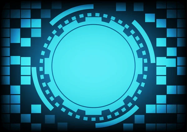 Niebieskie koło pierścień i biegów w technologia tło. Wektor wzór ilustracja komunikacja koncepcja. — Wektor stockowy