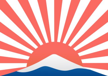 Kış manzara mavi dağ kar gibi Mt Fuji ve kırmızı ile