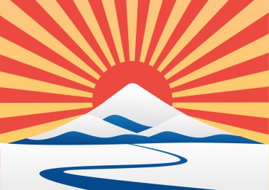 Kış manzara mavi buz dağı gibi Mt-Fuji üzerinde kar ile 