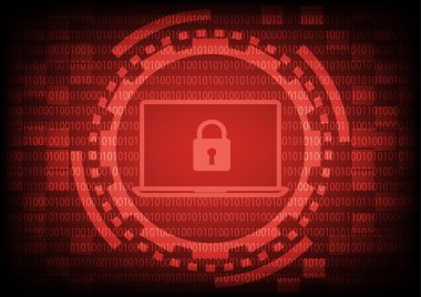 Comuter laptop ile yüzük ve vites ikili kod üzerinde kırmızı anahtar 
