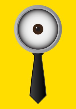 One eye glasses or goggles with black necktie on yellow backgrou clipart
