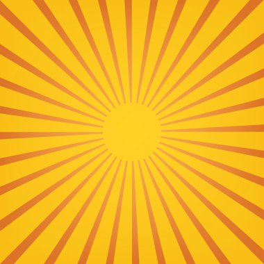 Sun rays, sunburst on orange background.