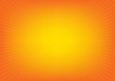 Yellow sun rays, sunburst on orange color background.