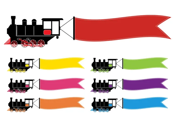 Ilustración vectorial abstracta con tren locomotora con varios colores . — Vector de stock