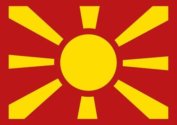 Yellow sun rays on red background like Republic of Macedonia flag. — Stock vektor