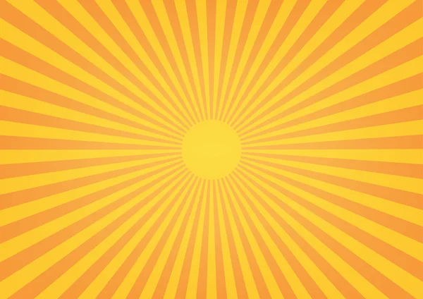 Sun rays, sunburst on orange color background. — Stock Vector