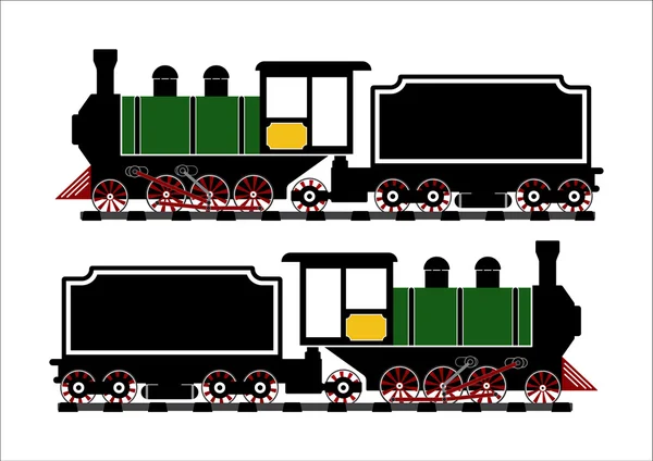 Camión de tren locomotora de motor de vapor Vintage en vía férrea — Vector de stock