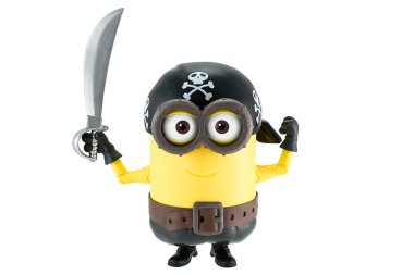 Korsan minion kılıç ve kafatası ve kemiklerin ile şapka.
